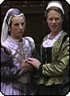 A photo of two of sisters in the King Leir production.